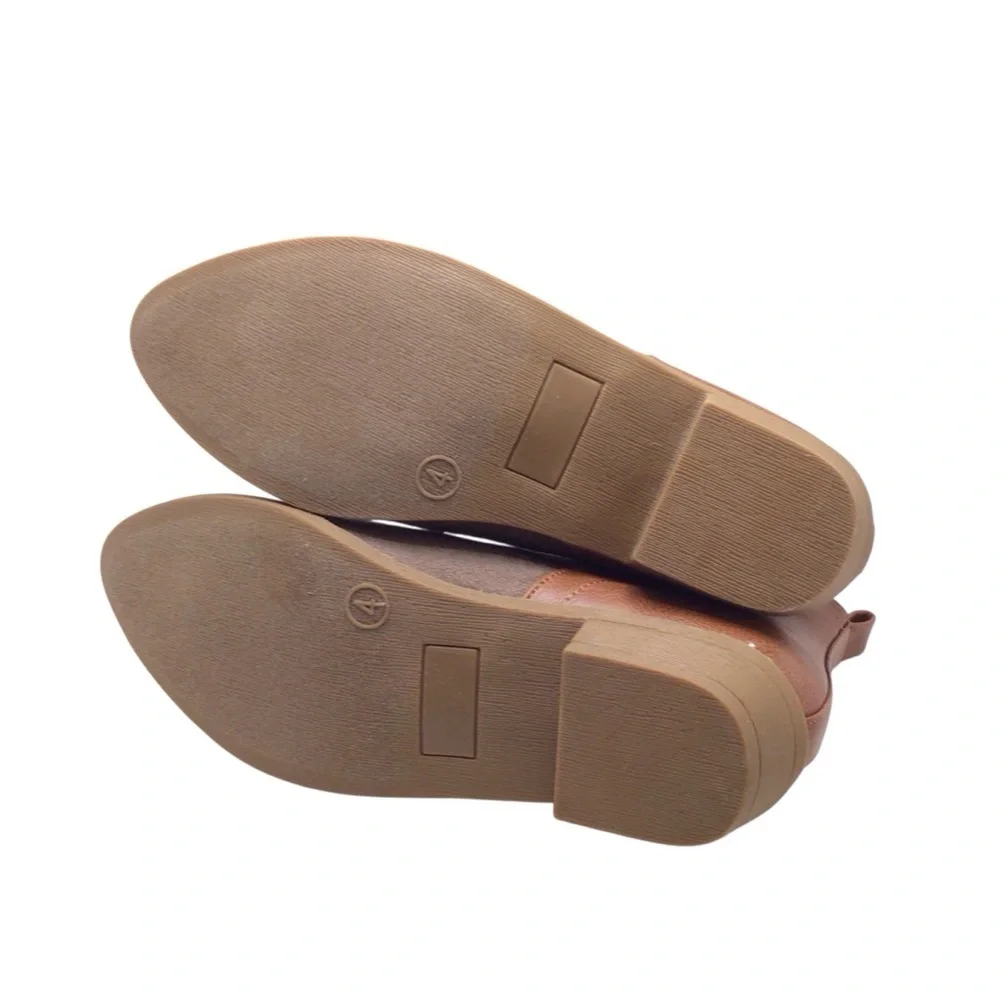Corkys Girls Shield Bootie Cognac/Beige Faux Leather 1” Heel NIB